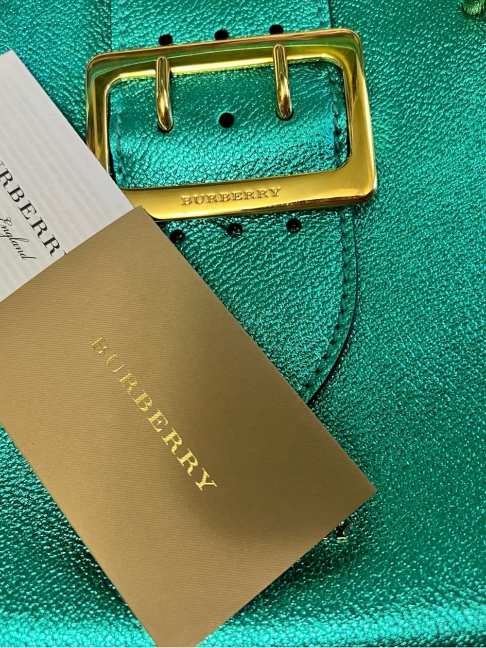Burberry Gold Buckle Small Tote Metallic - Picture 9 of 10